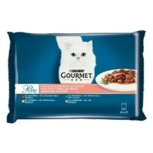 Barība kaķiem Gourmet Perla vista,lasis,liell.trusis 4x85g