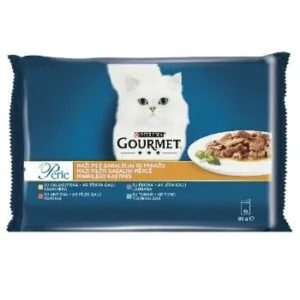 Barība kaķiem Gourmet Perle jērs,tuncis,pīle,tītars 4x85g