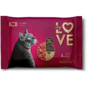 Barība kaķiem  My love ar  teļa gaļu 4x 85 g