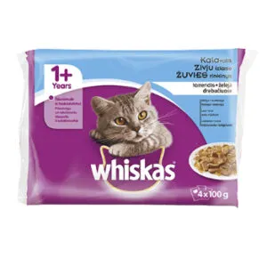 Barība kaķiem Whiskas 1+ zivju izlase 4-paka 340g