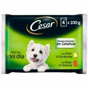 Barība suņiem Cesar 4-paka vista&#038;burkāns lielops&#038;dārz. 400g