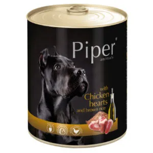 Konservi suņiem PIPER ar vistu sirdīm un spinātiem, 800g