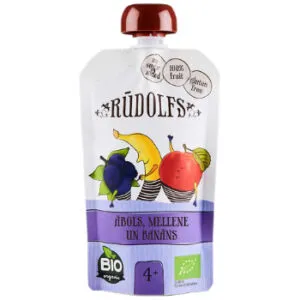 Biezenis RŪDOLFS BIO Ābolu, banānu, melleņu, no 4 mēn., tūbiņā, 110g