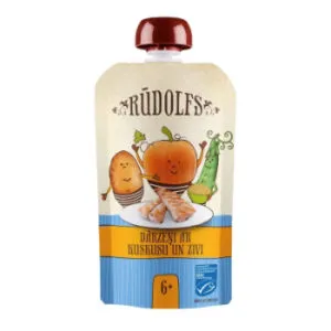 Biezenis RŪDOLFS Dārzeņi ar kuskusu un zivi tūbiņā, no 6 mēn., 110g