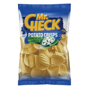 Čipsi kartupeļu Mr. Check  skābā krējuma un sīpolu garšu 150