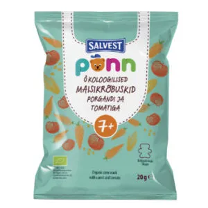 Čipsi kukurūzas bērniem Ponn Organic ar burkāni,tomāti 20g