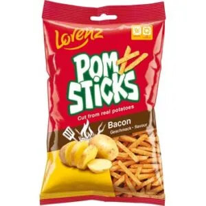 Čipsi Lorenz Pomsticks kartupeļu salmiņi ar bekonu 85g