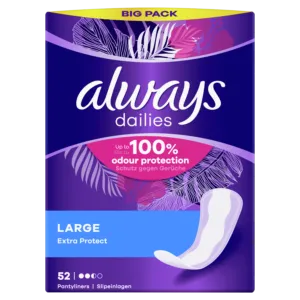 Ikdienas ieliktnīši ALWAYS Long, 0% Perfume, 52 gab.