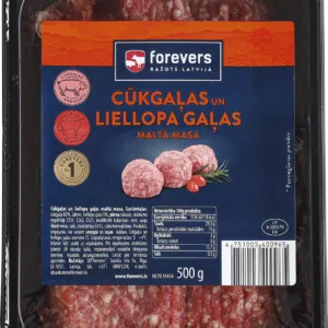Jauktā cūkas, liellopu maltā gaļas masa 500g