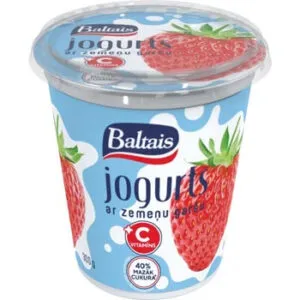 Jogurts Baltais ar zemeņu garšu un C vitamīnu 300g