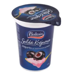 Saldā krējuma jogurts Baltais ar melnajiem ķiršiem 400g