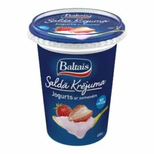 Baltais Saldā krējuma jogurts ar zemenēm, 400g