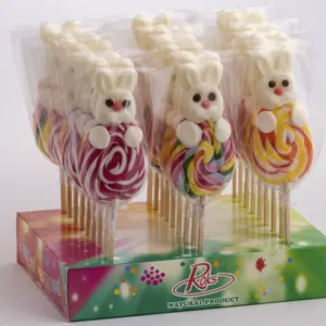 Karamele uz kociņa Lieldienu zaķis ar augļu-ogu garšu 90g