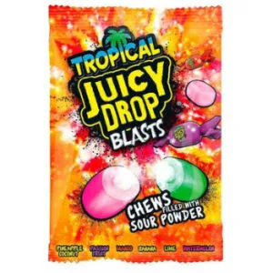 Konfekte košļājamā Bazooka Juicy Drop Tropical Blasts 120g