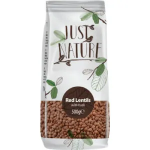 Lēcas sarkanās nelobītas 500g JUST NATURE [7]  V_O