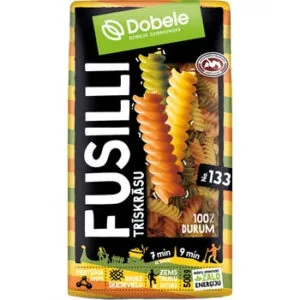Makaroni DOBELE Fusilli trīskrāsu 500g