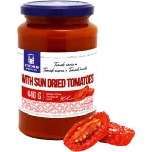 Tomātu mērce KITCHEN MASTERS, ar saulē kaltētiem tomātiem, 440g