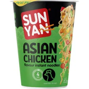 Ātri pagatavojamas nūdeles SUN YAN Āzijas ar vistas garšu 65g
