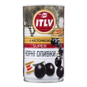 Olīvas melnās  ar kauliņiem 370ml