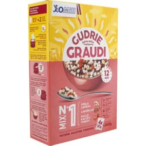 Grūbu, linsēklu, kaltēto tomātu maisījums GUDRIE GRAUDI, 4x90g