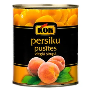 Persiku pusītes vieglā sīrupā 820g (480g), KOK
