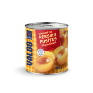 Konservētas persiku pusītes vieglā sīrupā 850ml/820g (470g), Valdo