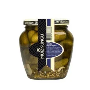 Pipargurķīši upeņu lapu marinādē 1-6cm 530g/290g