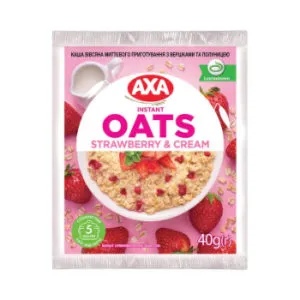 Ātri pagatavojamā auzu pārslu biezputra AXA krēms un zemenes 40g