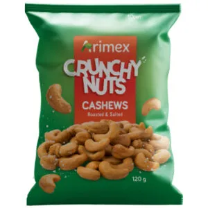 Rieksti indijas grauzdēti,sālīti Crunchy Nuts Arimex 120g