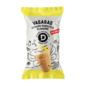 Saldējums plombīra ar citrona sorbertu vaf.glāz.120ml/70g