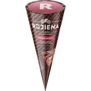 Saldējums RŪJIENA šokolādes-brūkleņu konuss 65g