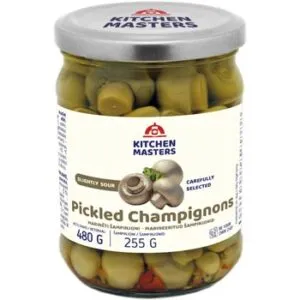Šampinjoni marinēti KITCHEN MASTERS, 480g/255g