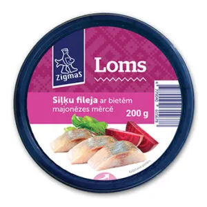 Siļķu fileja ar bietēm majonēzes mērcē Loms 200g