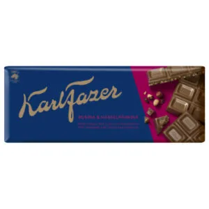 Piena šokolāde KARL FAZER ar rozīnēm un lazdu riekstiem, 200g