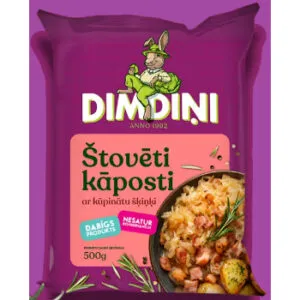 DIMDIŅI Štovēti kāposti ar kūpinātu šķiņķi, 500g