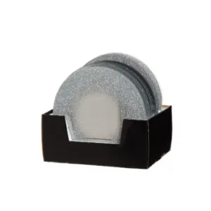 Svečturis stikla apaļš 20cm, sudraba