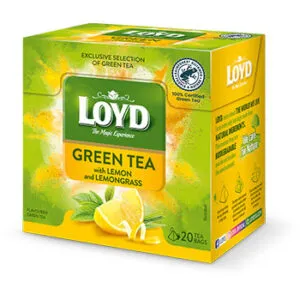 Zaļā tēja LOYD Pyramids ar citronu un citronzāles garšu, 20x1,5 g