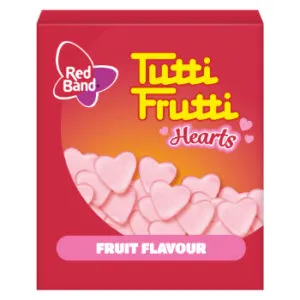 Košļājamās konfektes TUTTI FRUTTI Hearts 15g
