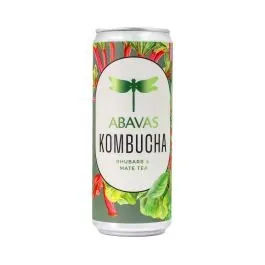 ABAVAS Kombuča ar rabarberiem un mate tēju 0.33L, 0%