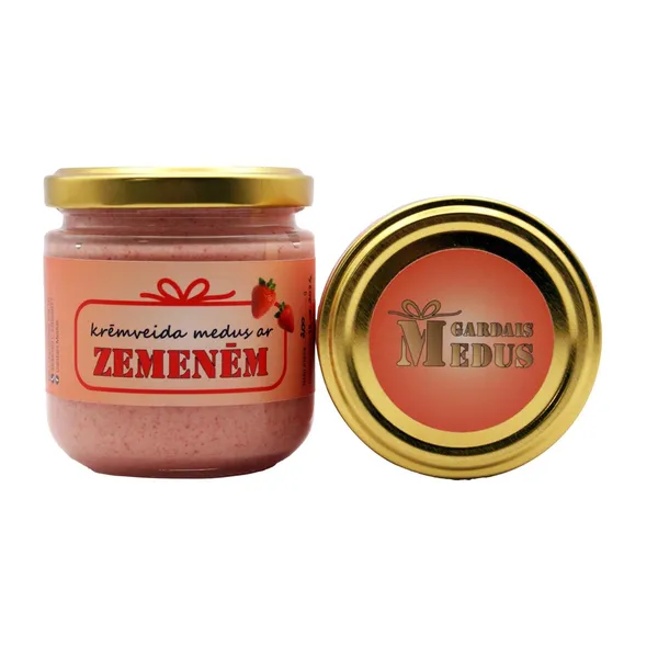 Krēmveida medus ar zemenēm 240g