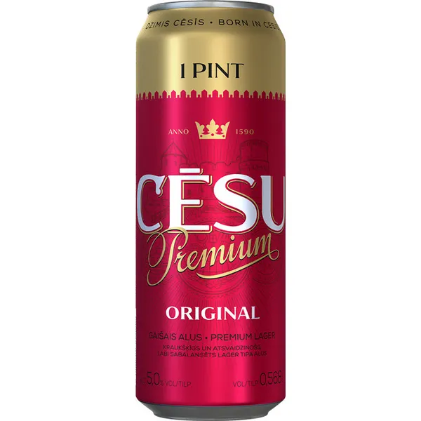 Alus gaišais Cēsu Premium Original 5% 0.568l CAN