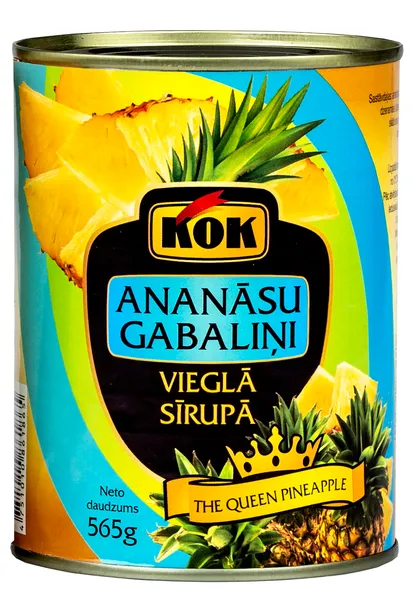 Ananasu gabaliņi vieglā sīrupā 565g (300g), KOK