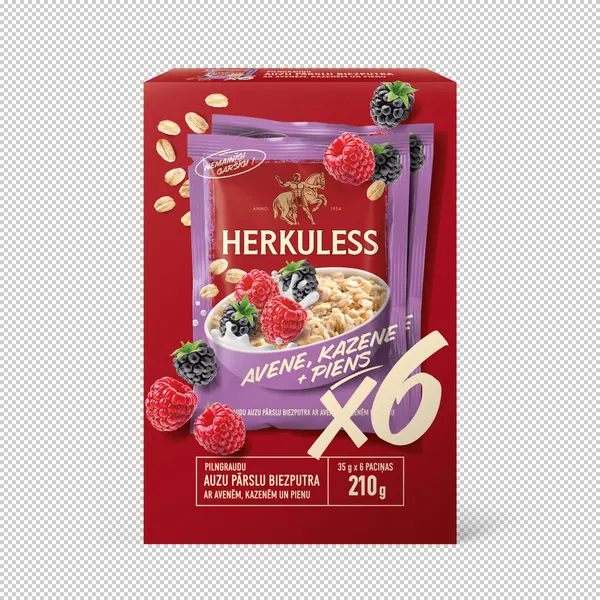 Ā/p auzu biezputra ar avenēm, kazenēm un saldo krējumu 210g, Herkuless