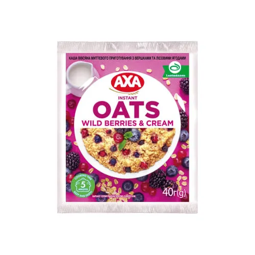 Ā/p auzu pārslu biezputra ar krēj. un meža ogām 40g, Axa