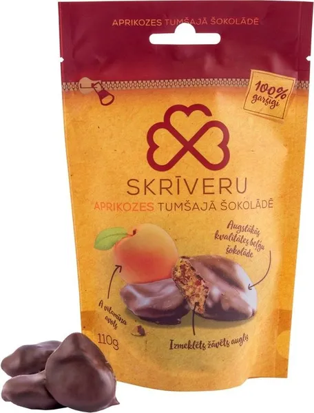 Aprikozes Skrīveru tumšajā šokolādē 110g