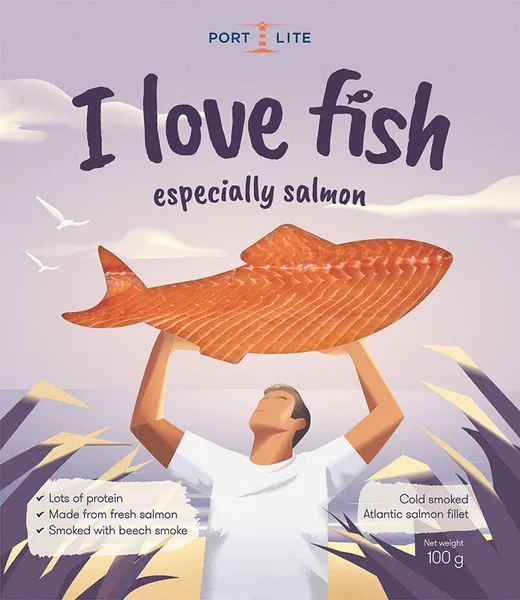 Atlantijas laša fileja šķēlēs auksti kūpināta I love fish 100g, Portlite