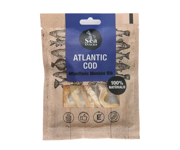 Atlantijas mencas kaltētas filejas strēmeles 30g, Sea Snack