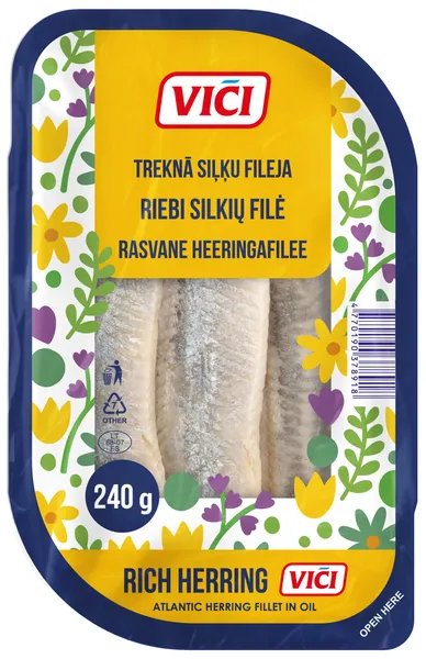Atlantijas siļķu fileja eļļā Treknā 240g (190g), Viči
