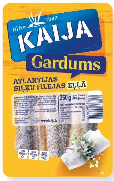 Atlantijas siļķu filejas eļļā, Gardums 250g (188g), Kaija