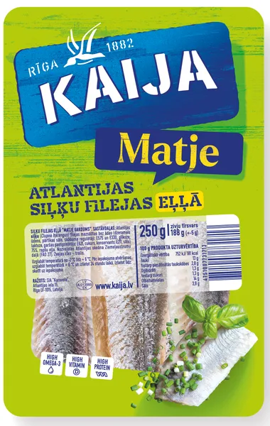 Atlantijas siļķu filejas eļļā Matje Gardums 250g (188g), Kaija